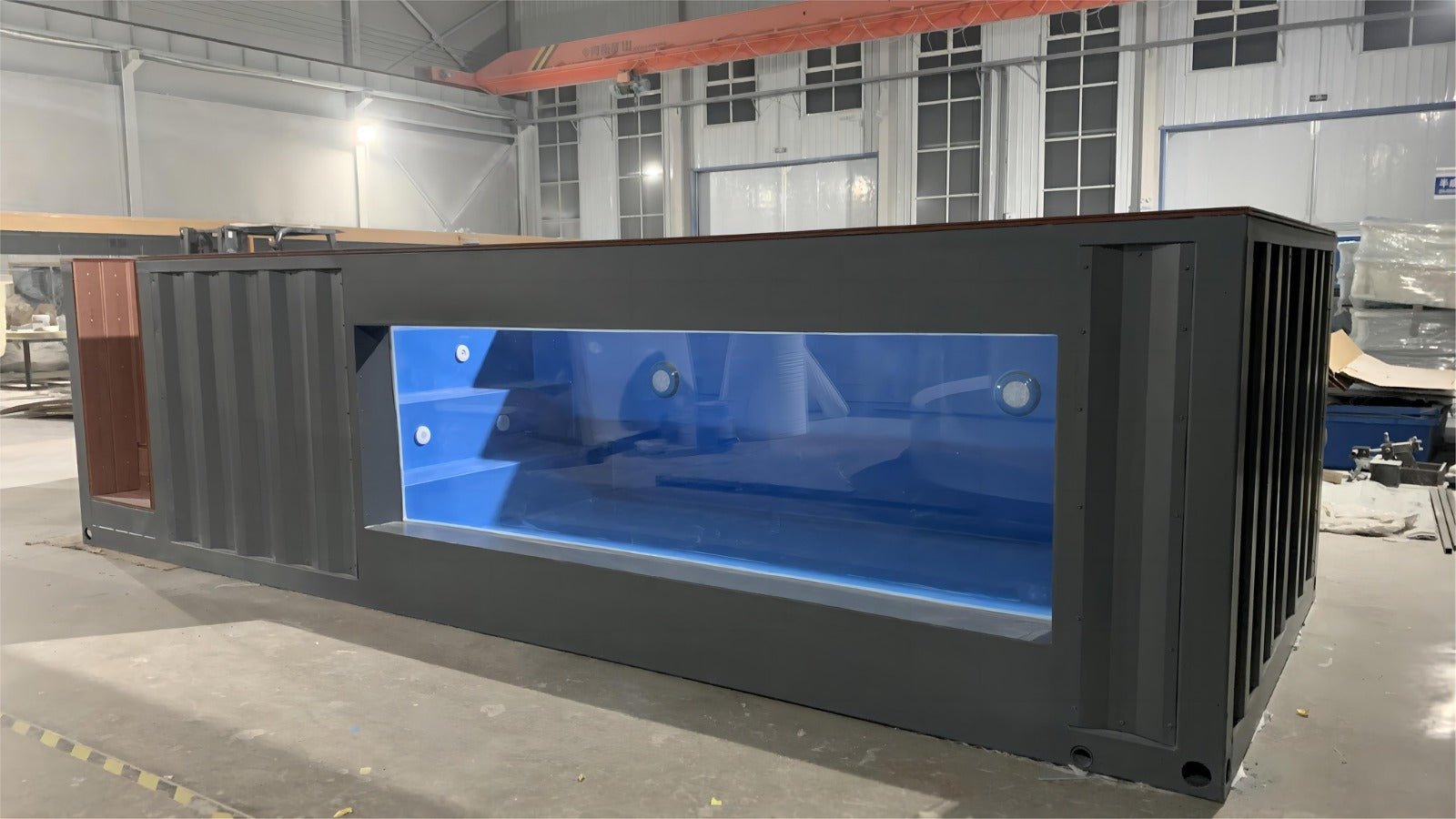 Glass-side pool exterior