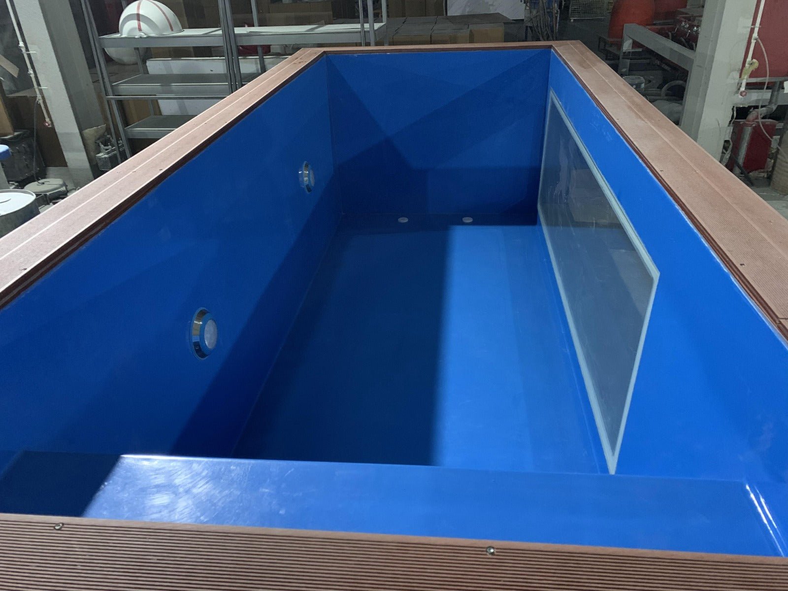 Fibreglass interior with glass side
